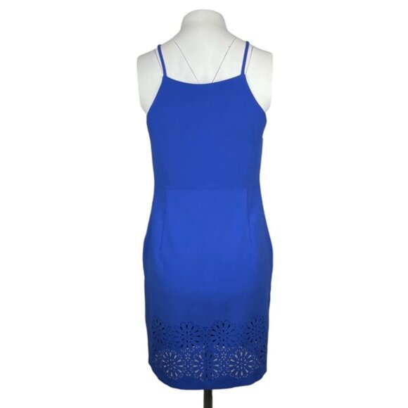 BANANA REPUBLIC Eyelet Detail Sheath Mini Dress Sz 00 Petite Cobalt Blue - Picture 3 of 4